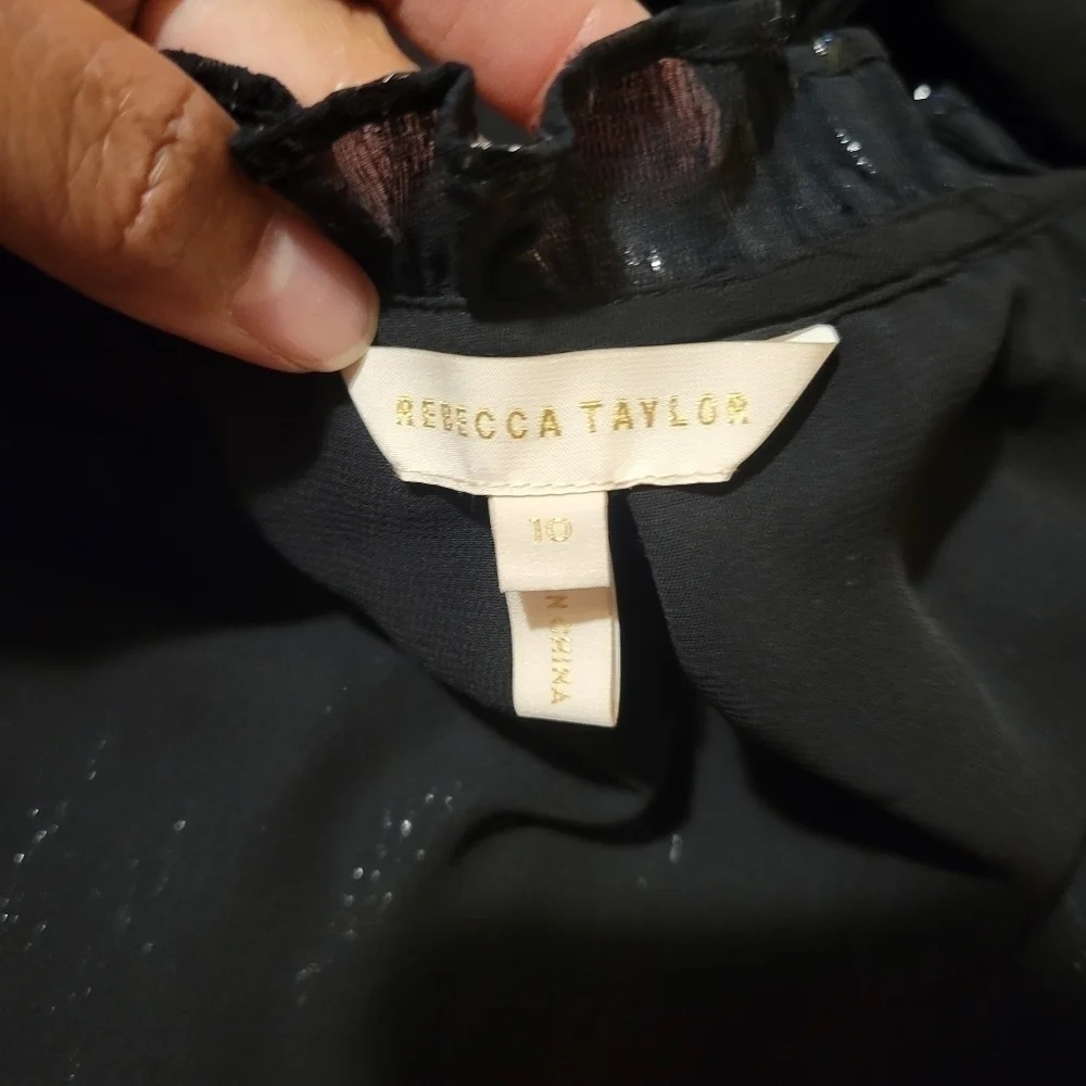 Rebecca Taylor Safari silk - blend blouse in black size 10.